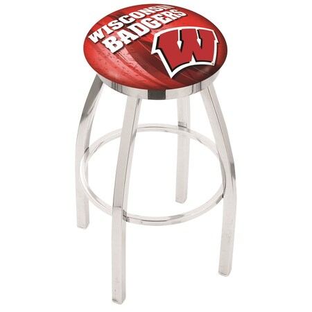 Holland Bar Stool Co 25" Chrome Wisconsin "W" Swivel Bar Stool, Accent Ring L8C2C25Wisc-W-D2